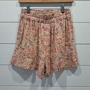 Dex Black Tape_ Ditsy Floral High Waist Linen Blend Cottagecore Shorts Womens S